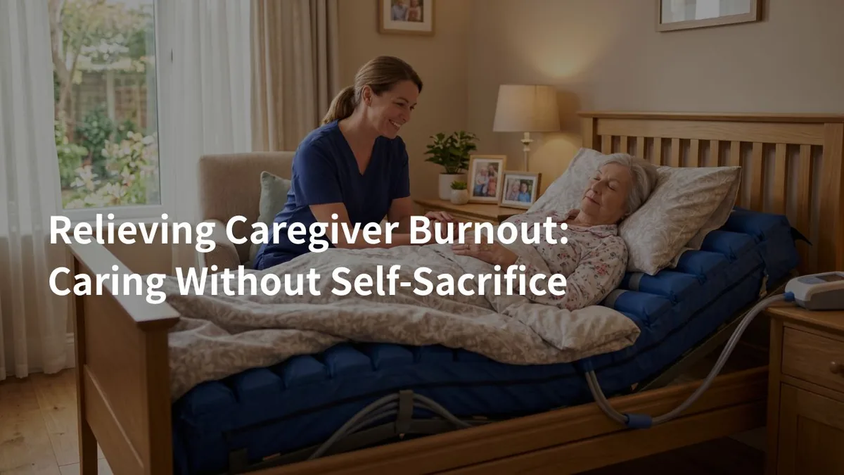 family caregiver feeling exhausted beside bedridden senior patient home care